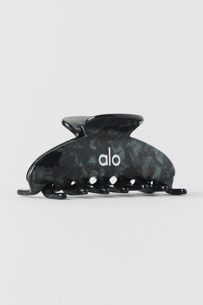 Pince à griffes années 90 - Agate verte trèfle