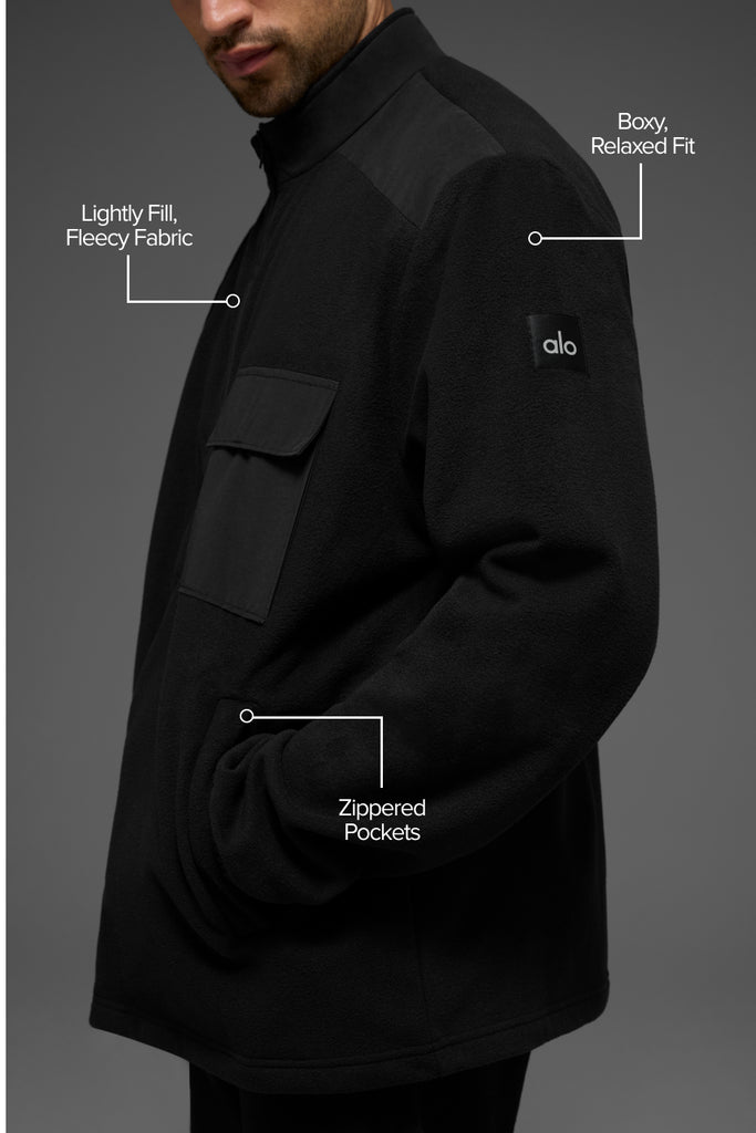 Polar Fleece Ridge Full Zip Jacket - Black | ALO