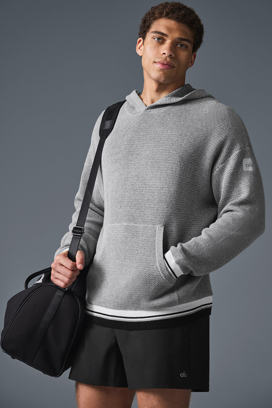 Sports Club Sweater Knit Hoodie - Athletic Heather Grey | ALO