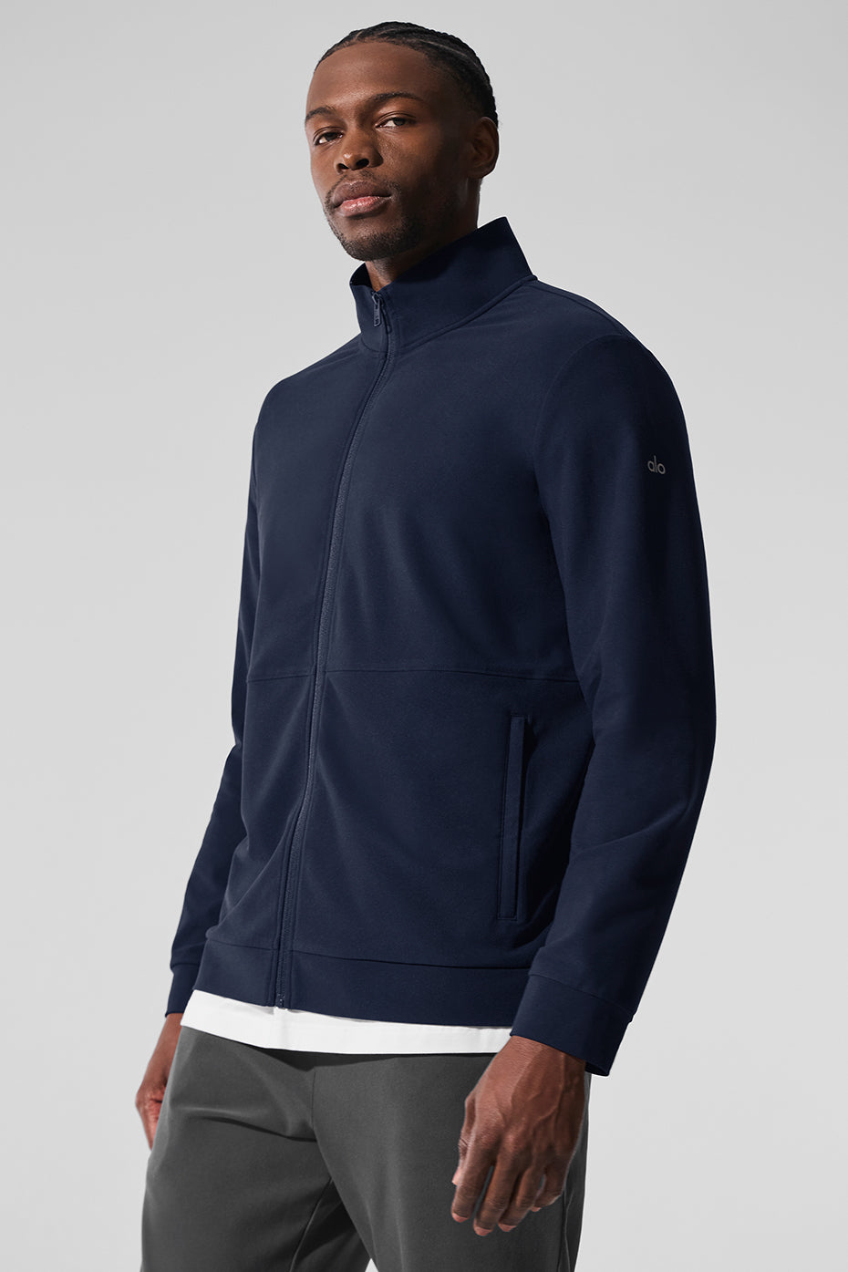 Conquer Max Mock Neck Full Zip - Navy | ALO