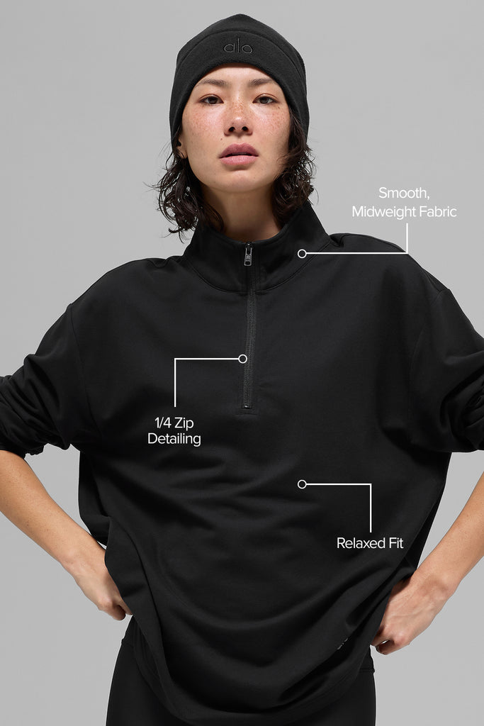 Double Take Long Sleeve 1/4 Zip - Black | ALO