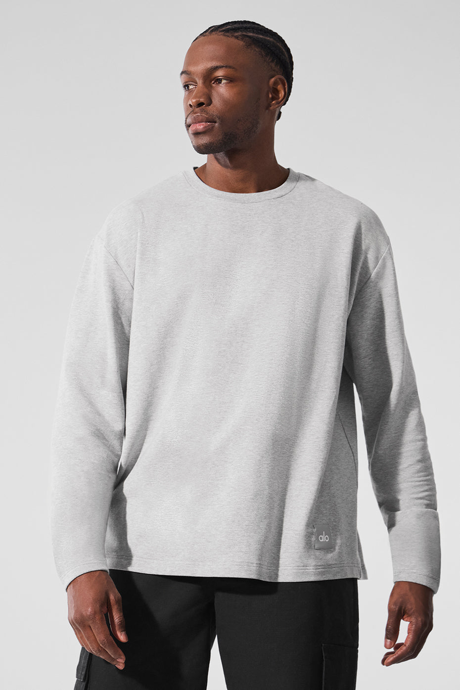Double Take Long Sleeve Crew - Athletic Heather Grey | ALO