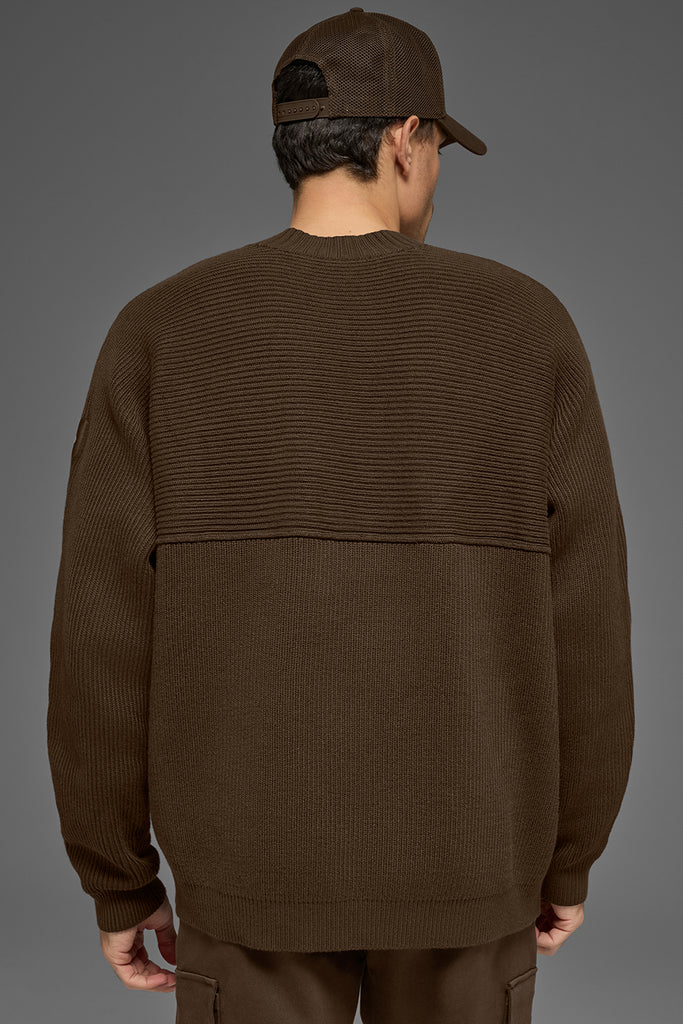 Domain Shift Rib Knit Sweater Crew - Espresso | ALO