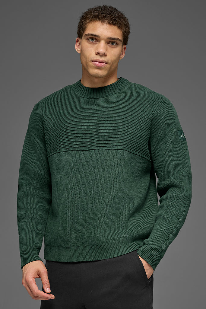 Domain Shift Rib Knit Sweater Crew - Clover Green | ALO