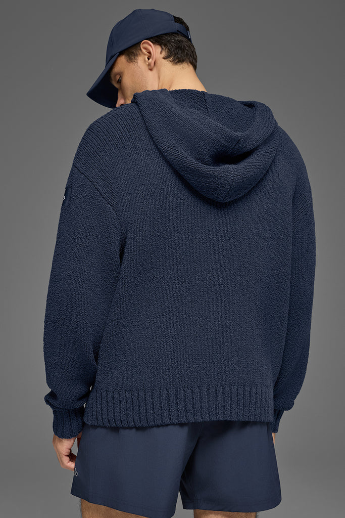 Textured Knit Hoodie - Navy | ALO