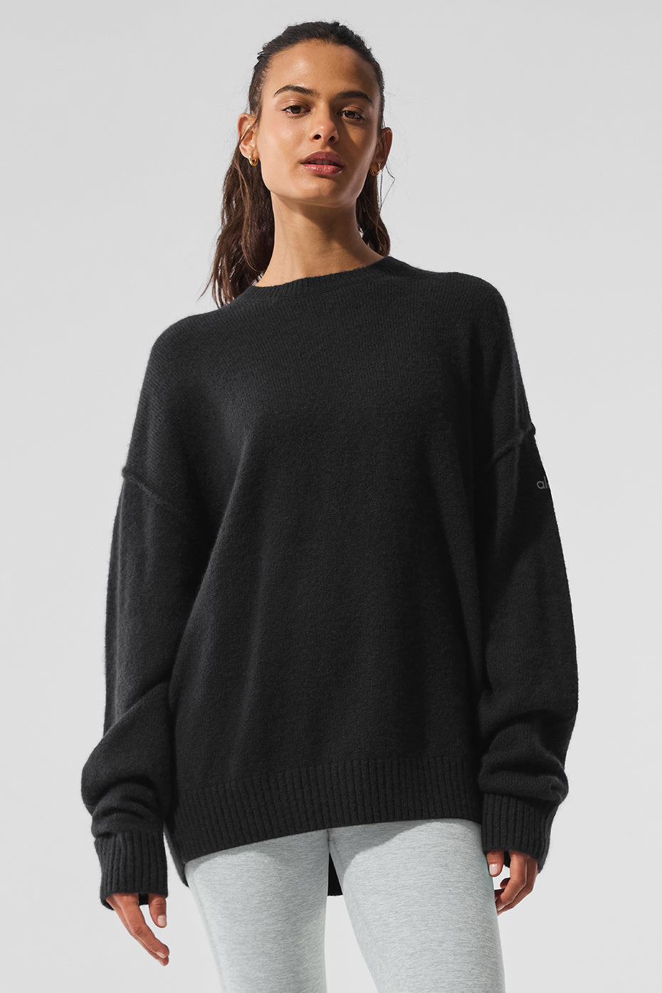 Unisex Wool Cashmere New Class Crewneck Sweater - Black | ALO
