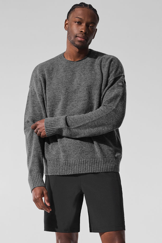 Wool Cashmere New Class Crewneck Sweater - Platinum Grey | ALO