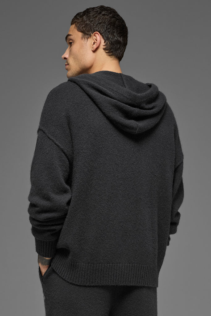 Wool Cashmere New Class Full Zip Hoodie - Black | ALO