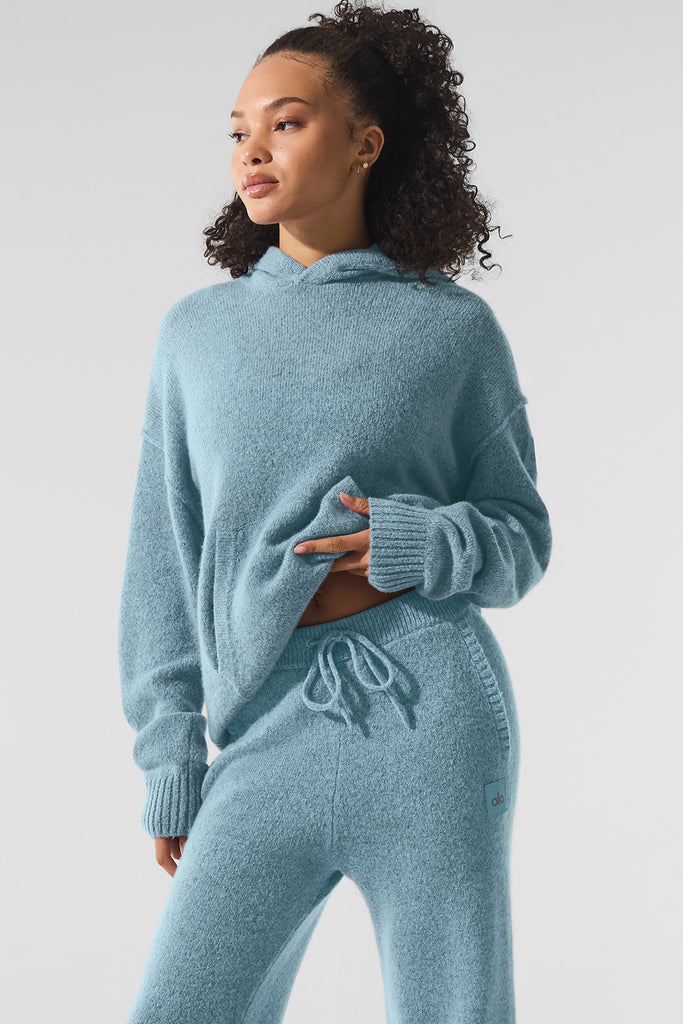 Wool Cashmere New Class Hoodie - Celestial Blue Granite Heather | ALO
