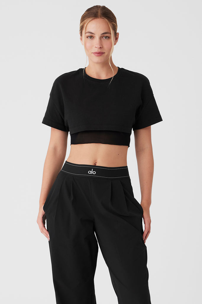 aloyoga Kick It Crop Tee Black XS