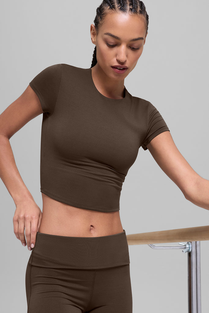 ALO Softsculpt Precision Short Sleeve Top - Espresso | ALO