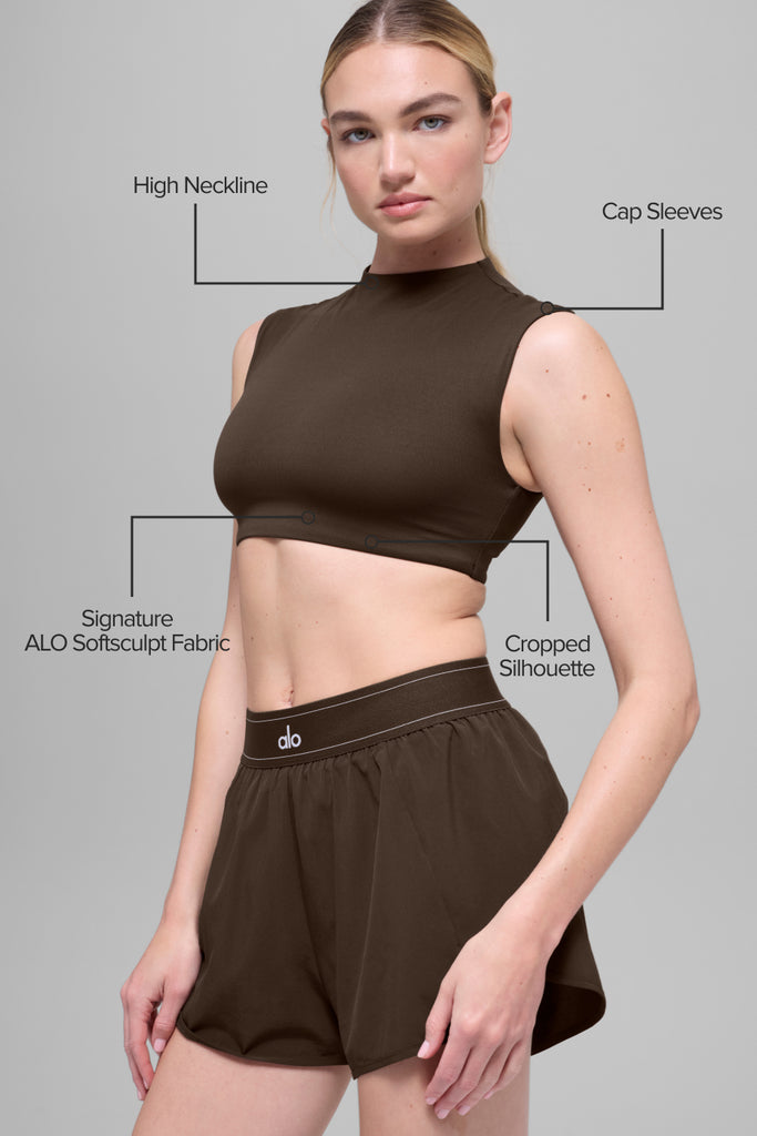 ALO Softsculpt Capped Out Short Sleeve - Espresso | ALO