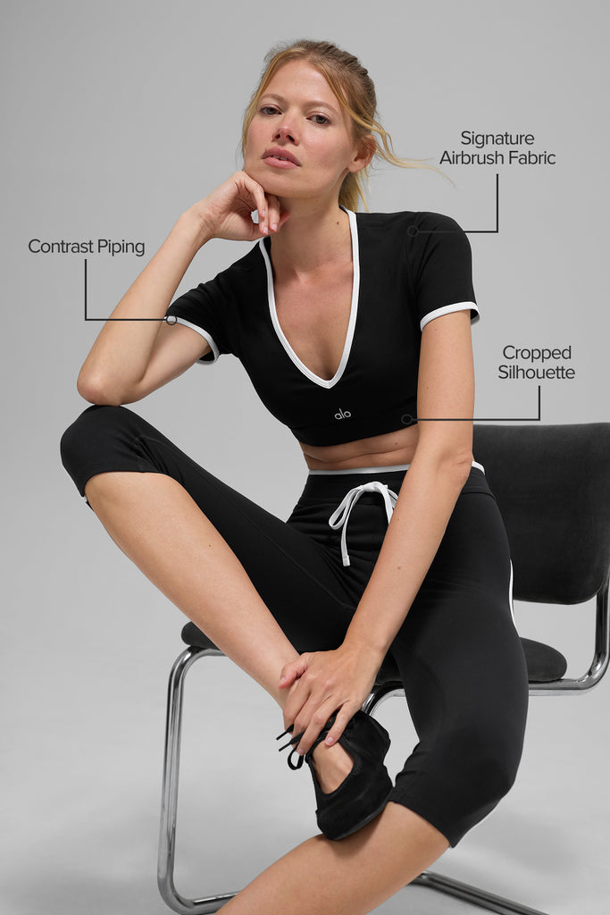 Airbrush Race Pace Short Sleeve - Black/White | ALO