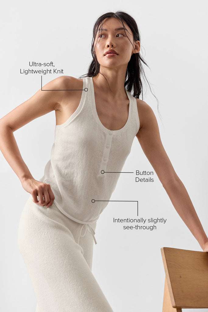 Supernatural Sweater Henley Tank - Ivory | ALO