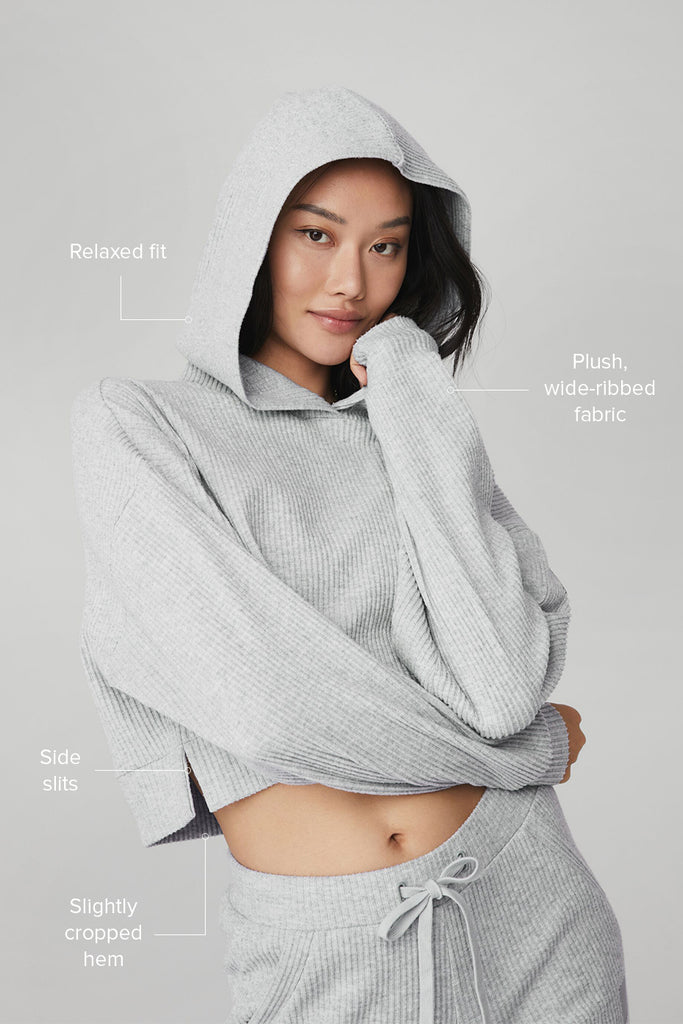 Alo Yoga Bae Crop Hoodie In Grey