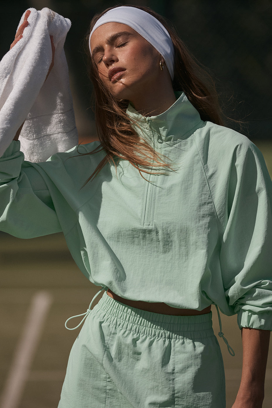 Cropped 1/4 Zip Alumni Pullover - Spearmint | ALO Cropped 1/4 Zip Alumni Pullover - Spearmint | ALO