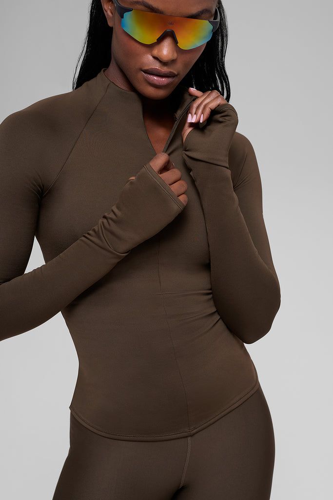 Haut Manches Longues Zippé 1/4 Airlift Winter Warm - Espresso