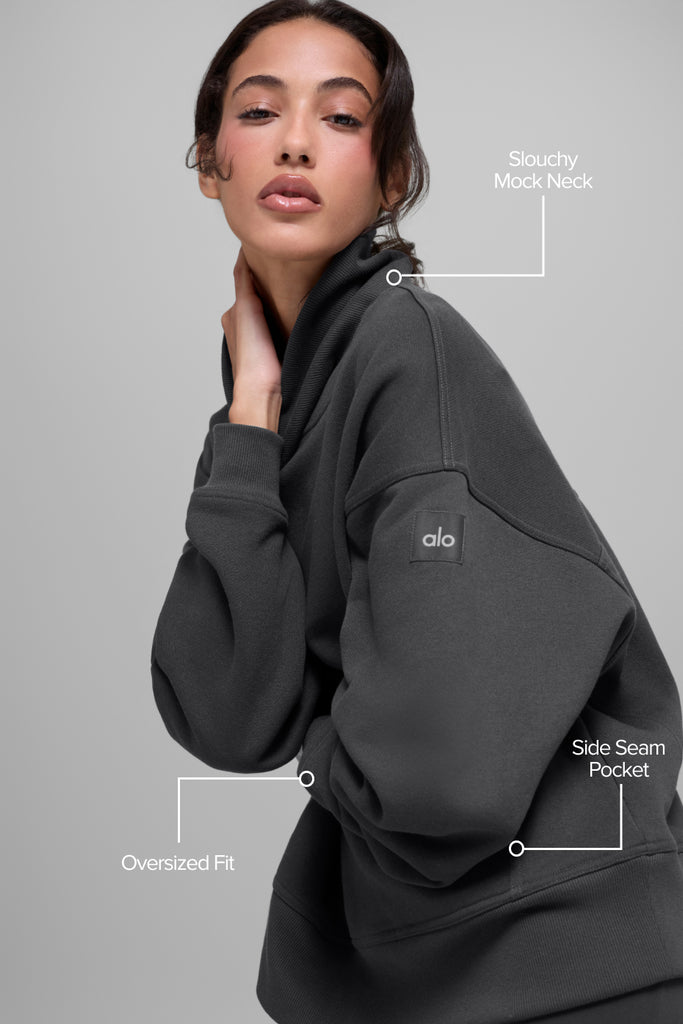 Hazy Mock Neck Pullover - Anthracite | ALO