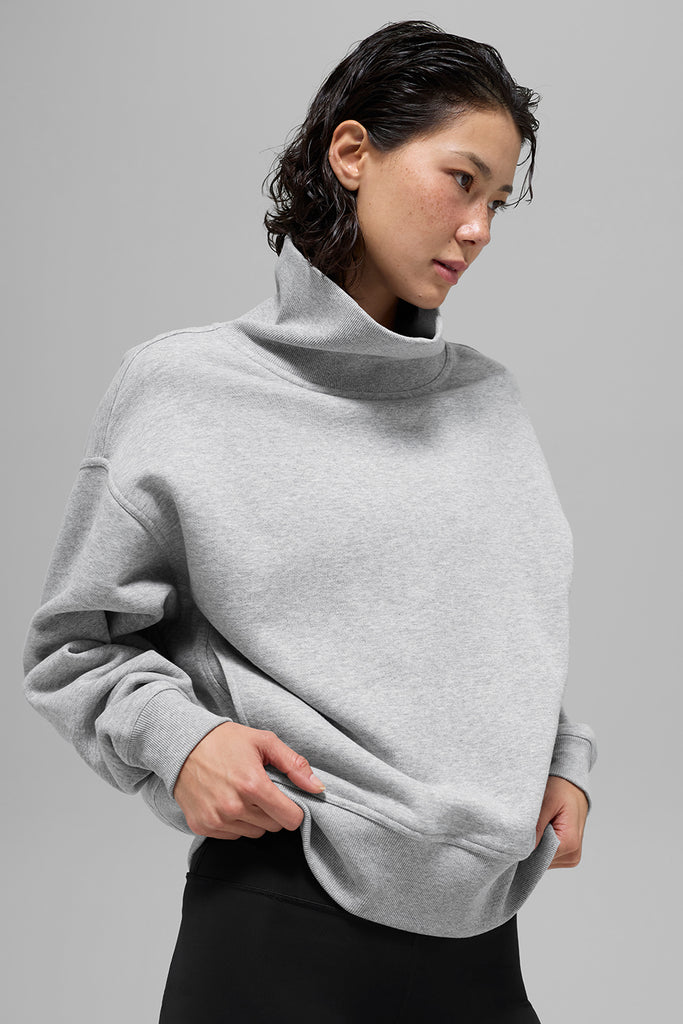 Hazy Mock Neck Pullover - Athletic Heather Grey | ALO