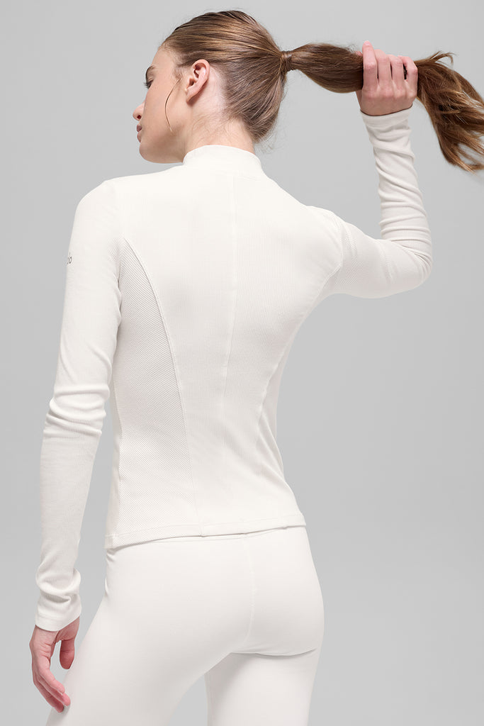 Ribbed Mesmerize Mock Neck Long Sleeve - Ivory | ALO