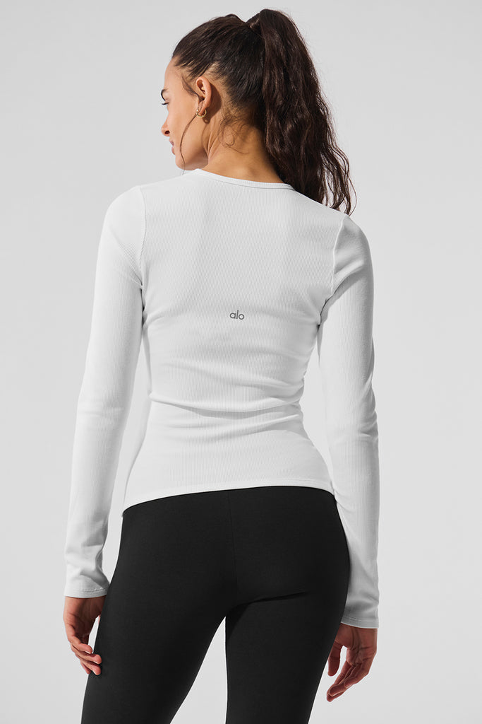 Ribbed Modal Long Sleeve - White | ALO
