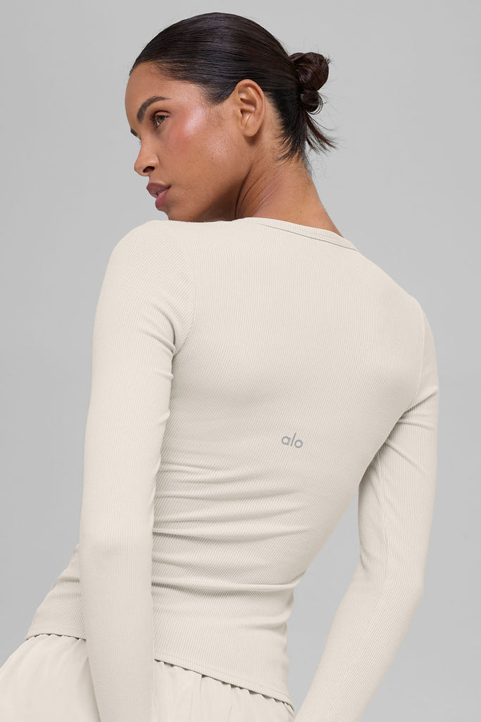 Ribbed Modal Long Sleeve - Bone | ALO
