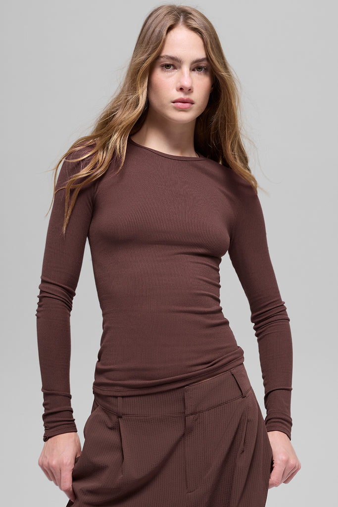 Ribbed Modal Long Sleeve - Brownstone