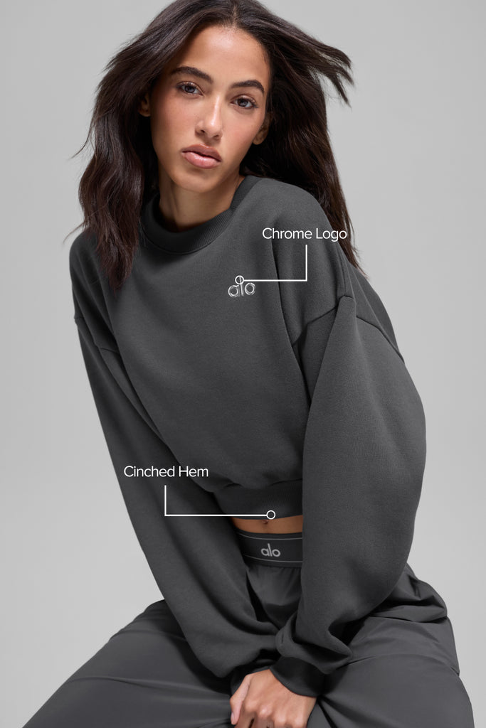 Cropped Accolade Crewneck - Anthracite | ALO