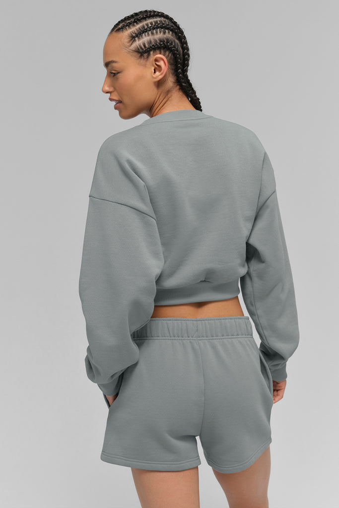 Cropped Accolade Crewneck - Lunar Grey | ALO