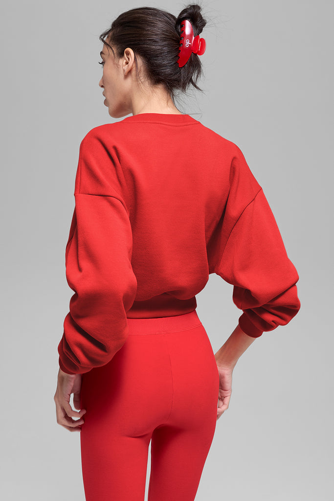 Cropped Accolade Crewneck - Bright Red | ALO
