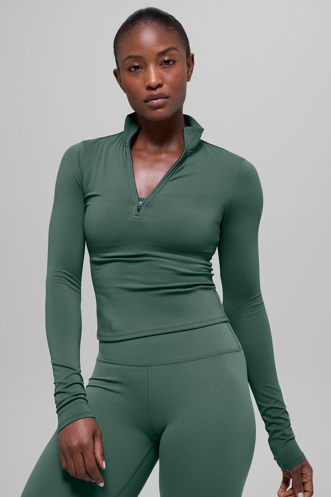 ALO Softsculpt Precision 1/4 Zip Long Sleeve - Clover Green | ALO