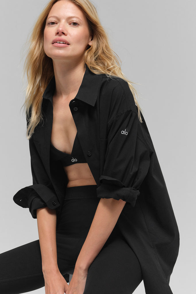 ブラック ストライプシャツ 上下セット ALO YOGA ブラック ストライプシャツ 上下セット ALO YOGA