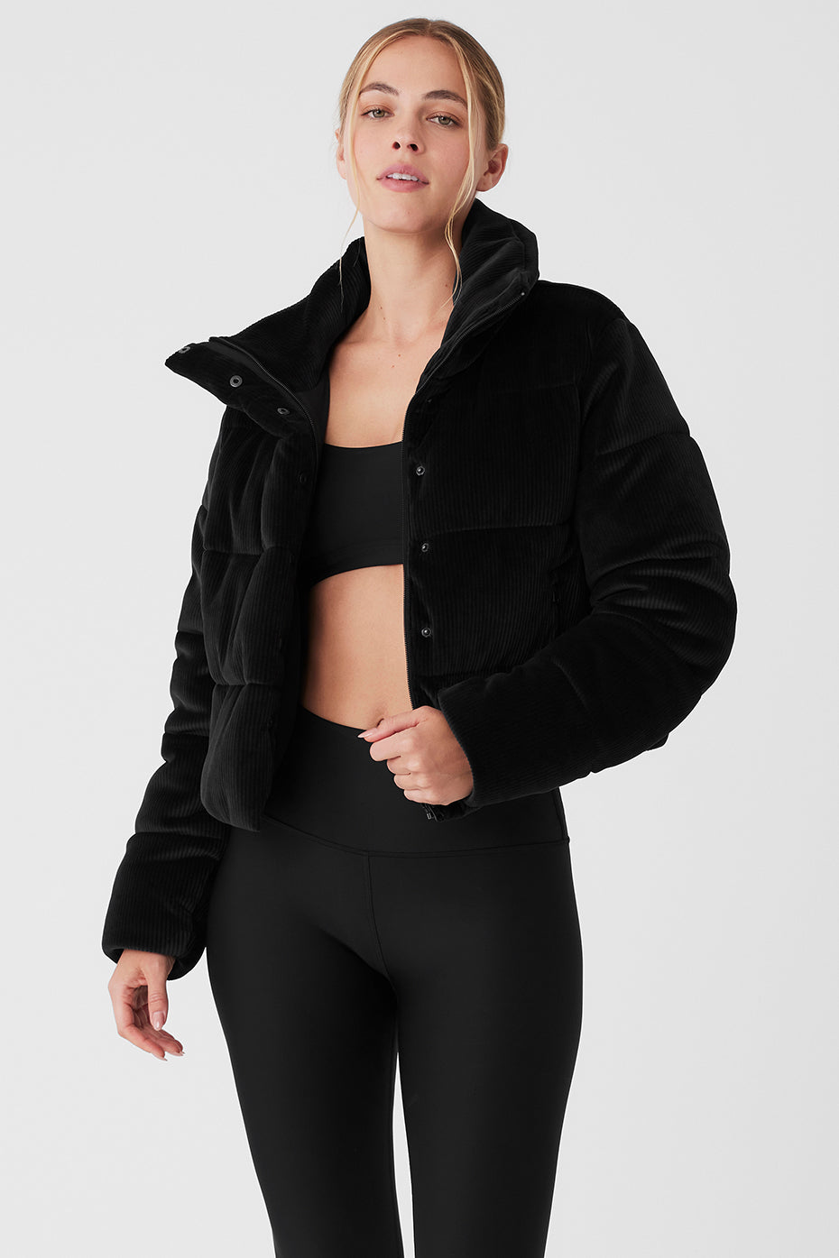 Ribbed Velour Gold Rush Puffer Black Black L