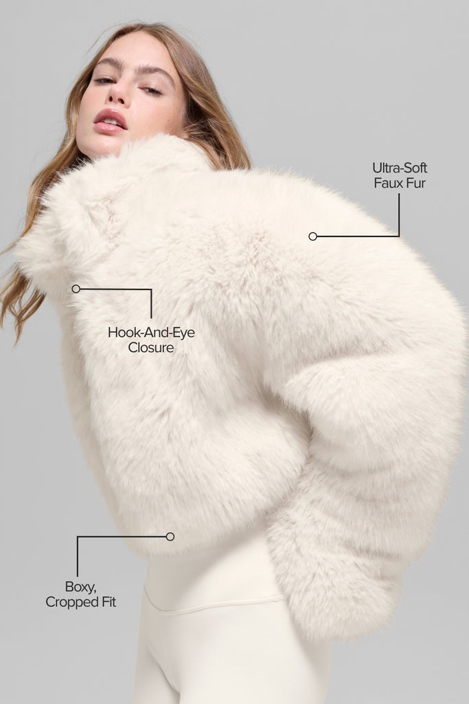 Opulent Faux Fur Cropped Jacket - Ivory | ALO