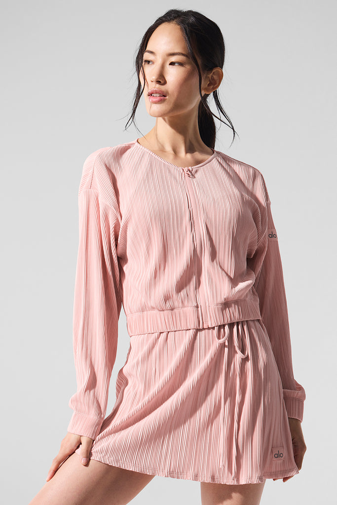 Cropped Micro Plisse Jacket - Pink Quartz | ALO
