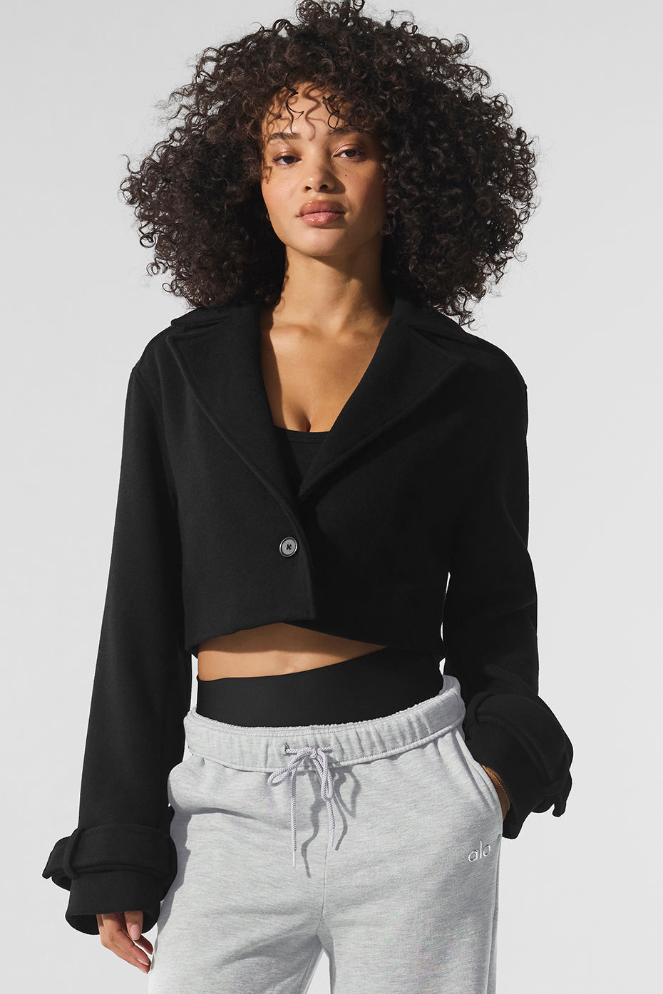 Wool Cropped Metro Trench - Black | ALO
