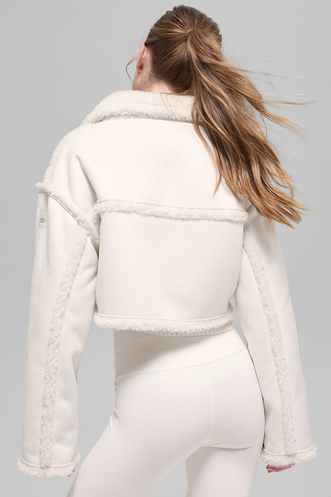 Faux Shearling Snowfall Cropped Jacket - Ivory | ALO