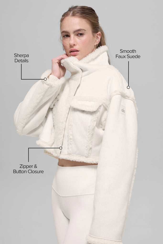 Faux Shearling Snowfall Cropped Jacket - Ivory | ALO