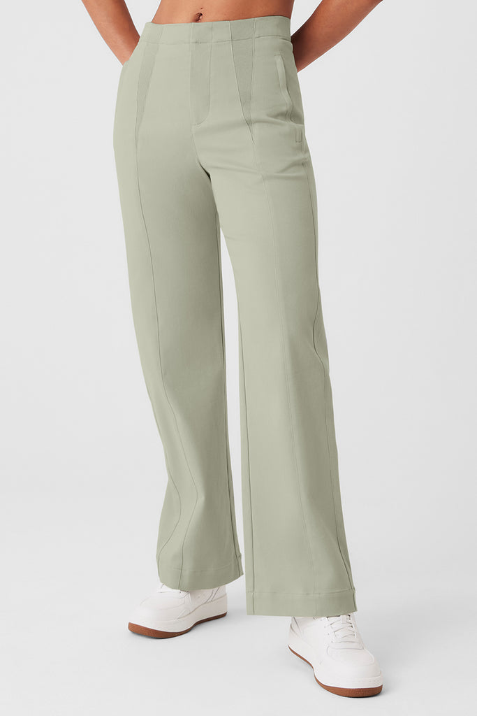 High-Waist On Point Moto Trouser - Limestone | ALO