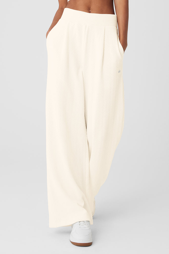 HighWaist Cozy Day Wide Leg Pant Ivory Alo Yoga