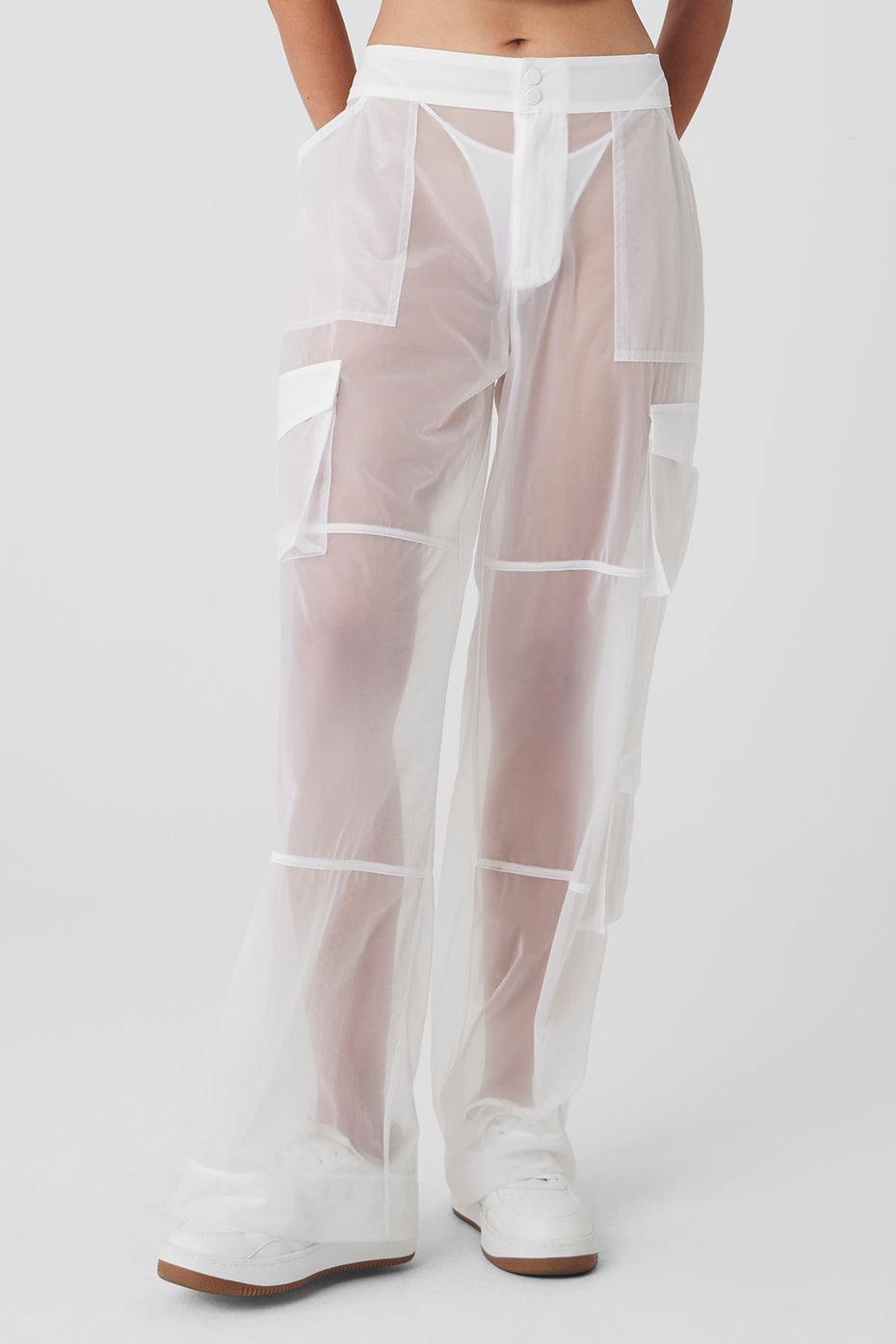 Sheer Effusion Cargo Wide Leg Trouser - White | ALO