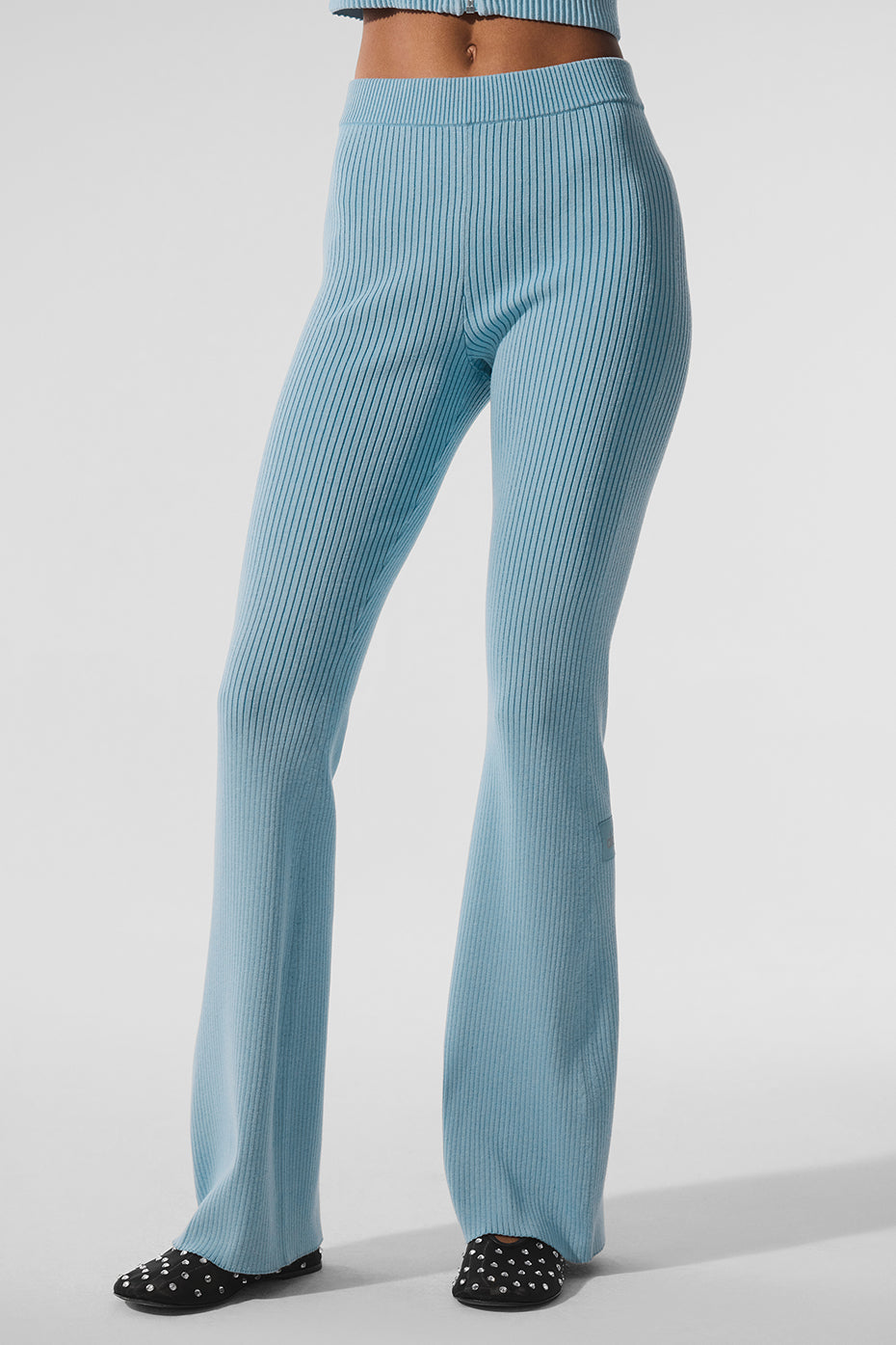 Denim Knit High-Waist Flare Pant - Celestial Blue/Dark Celestial