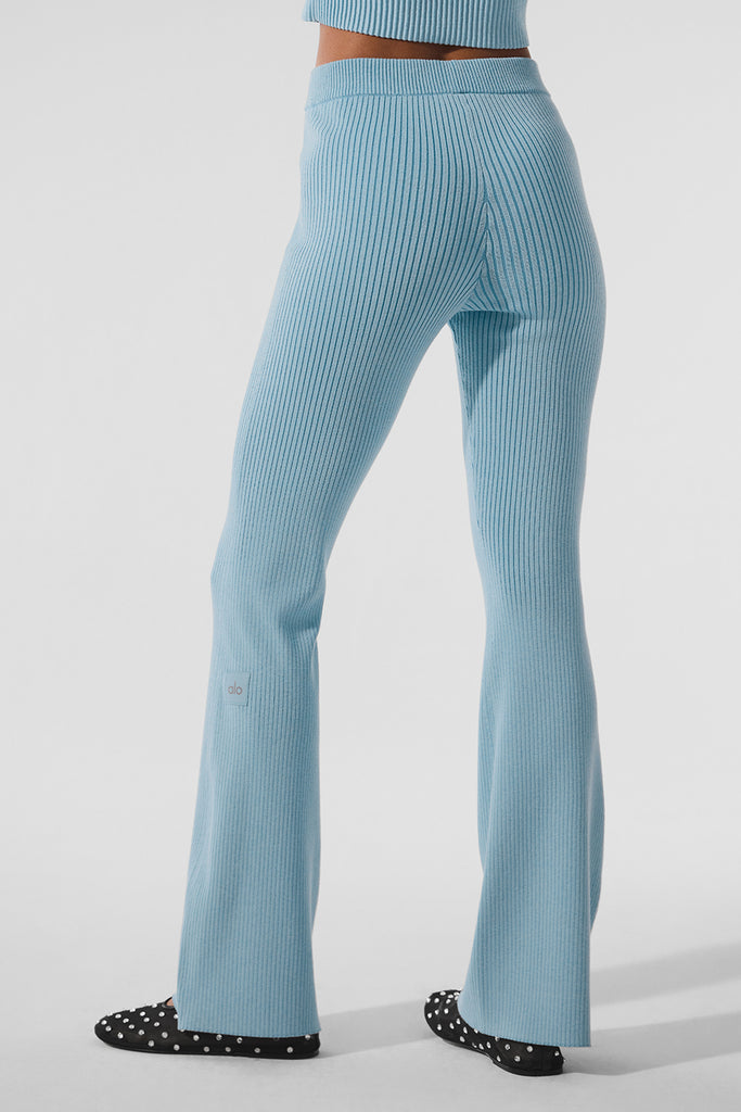 Denim Knit High-Waist Flare Pant - Celestial Blue/Dark Celestial