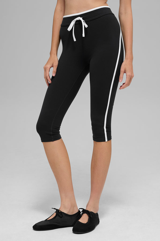 Airbrush High-Waist Race Pace Capri - Black/White | ALO