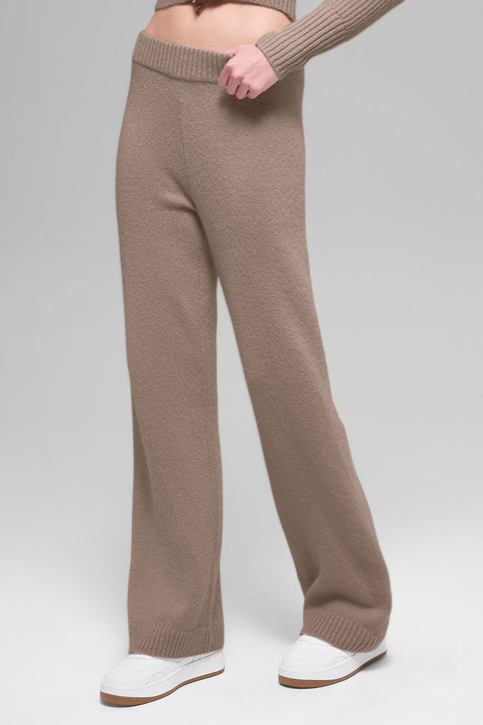 Wool Cashmere High-Waist New Class Wide Leg Pant - Chai Latte | ALO