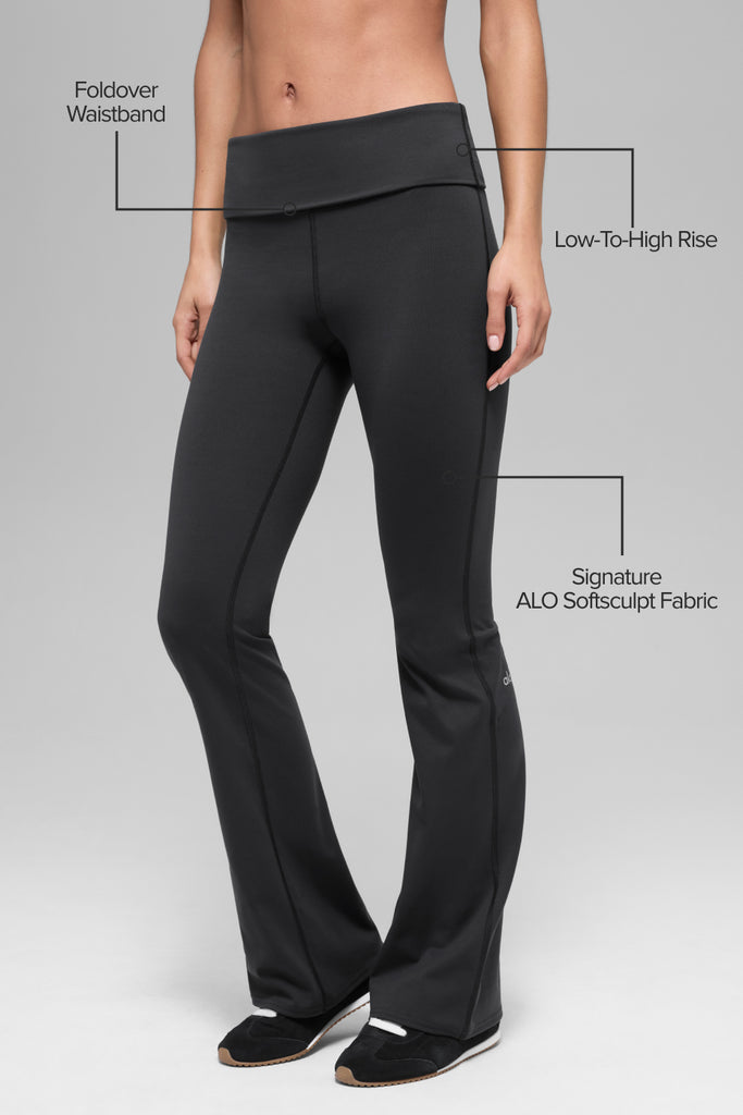 ALO Softsculpt Foldover Flare Legging - Black | ALO