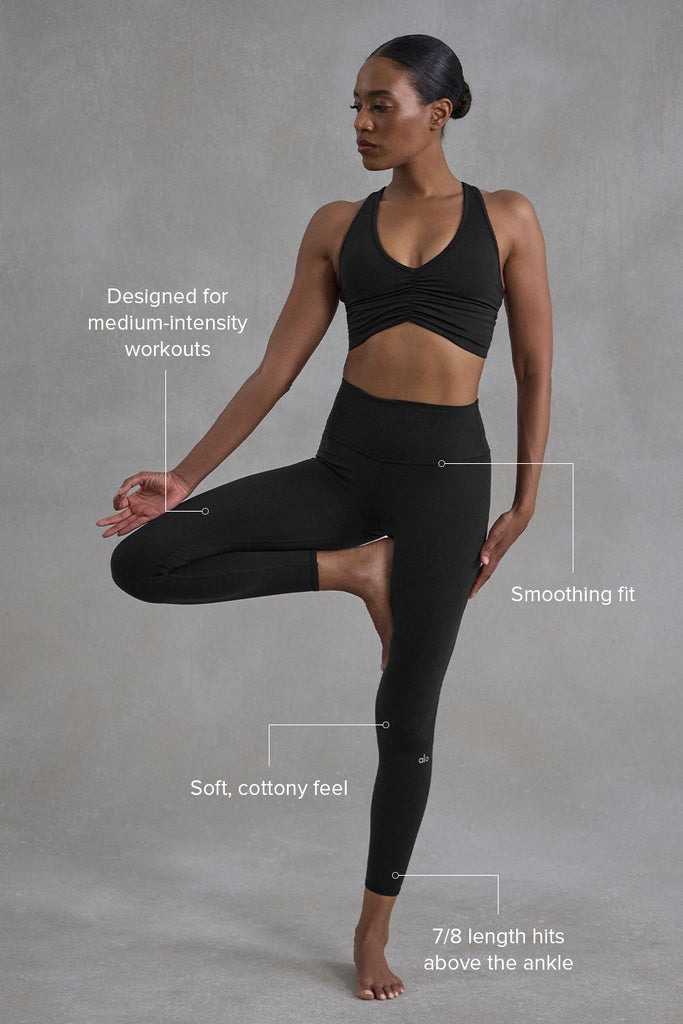Alo Yoga Women's 7/8 High-Waist Air Brush Legging, Steel Blue,XL - US