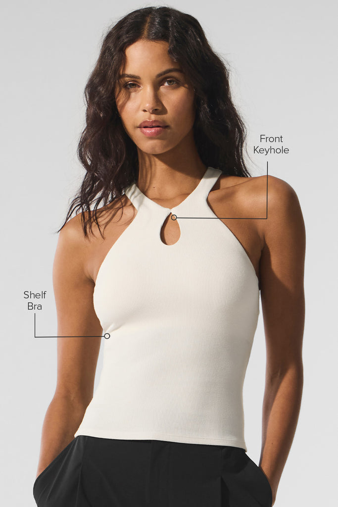 Ribbed Mesmerize Bra Tank - Ivory | ALO