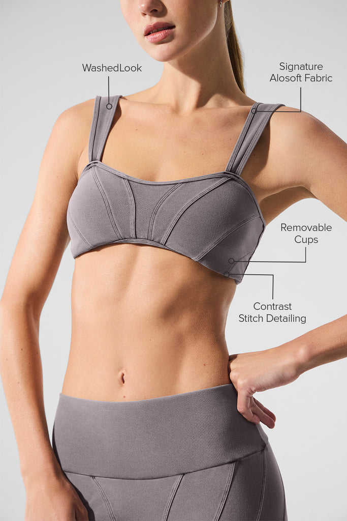 Washed Alosoft Sunray Bra - Cool Grey Wash | ALO