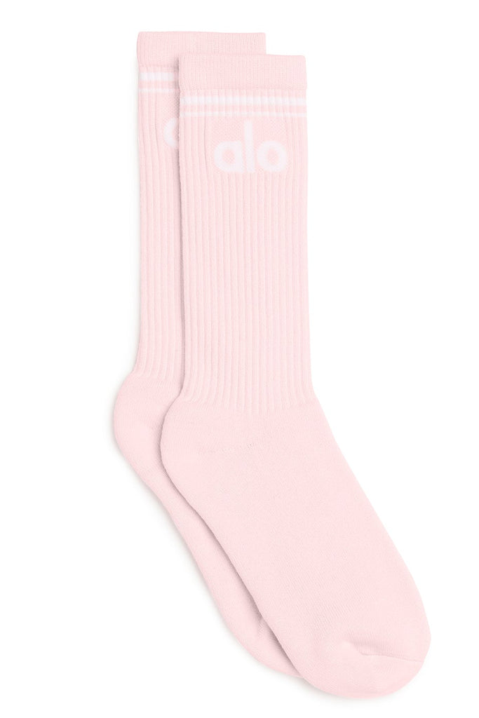 Unisex Throwback Sock Powder Pink/White Alo Yoga